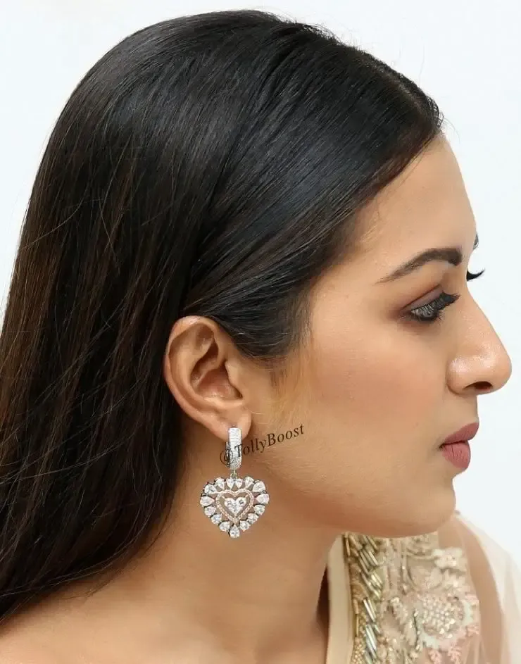 Indian Actress Catherine Tresa Beautiful Earrings Face Closeup